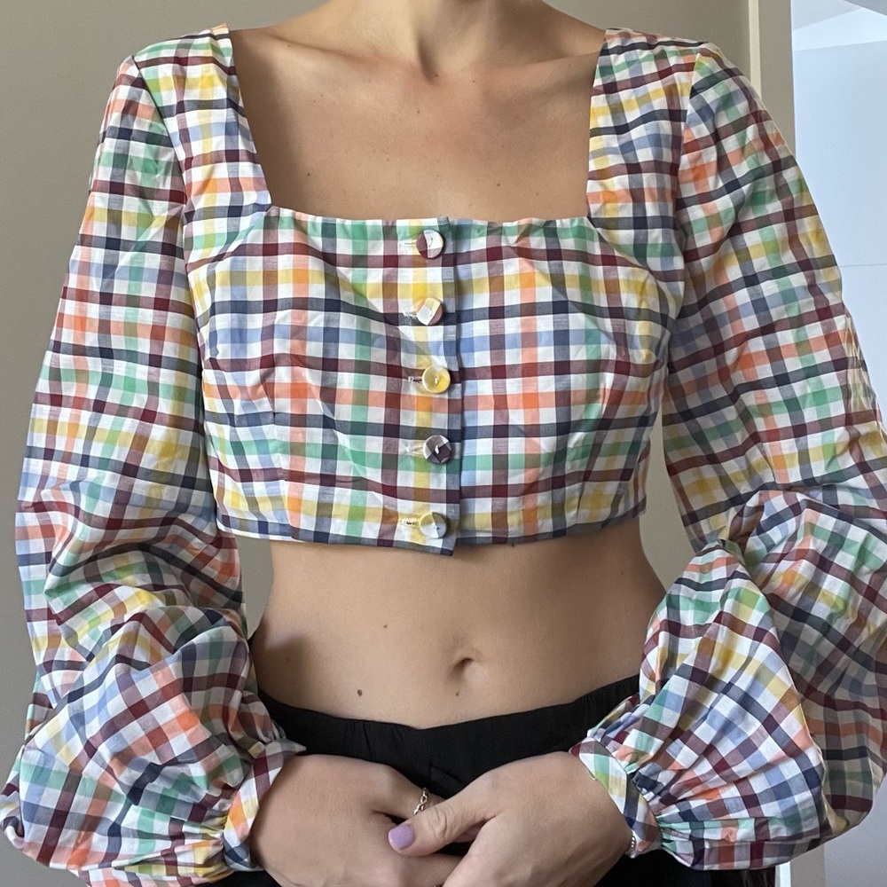 Revolve Balloon Sleeve Crop Top